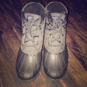 Grey and black Sperry’s